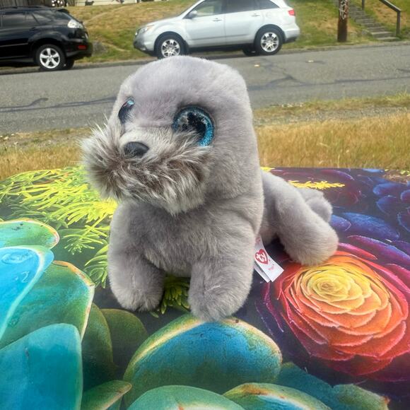 Ty Other - Ty Beanie Boo “Wiggy” 6″ Gray Seal Plush – Retired EUC